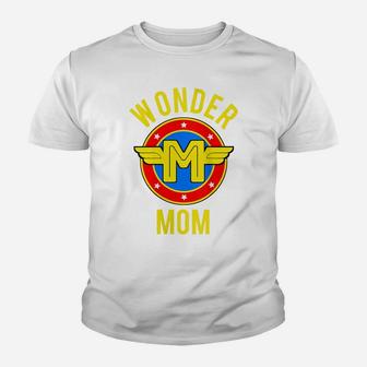 Womens Mom Of The Birthday Wonder Super Hero Gift Party Idea Youth T-shirt | Crazezy DE