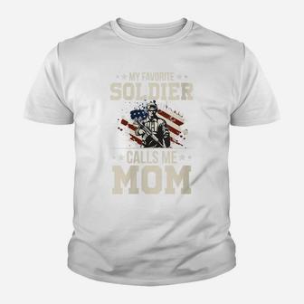 Womens My Favorite Soldier Calls Me Mom Proud Military Mother Youth T-shirt | Crazezy