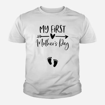 Womens My First Mothers Day Pregnancy Announcement Shirt Mom To Be Youth T-shirt | Crazezy