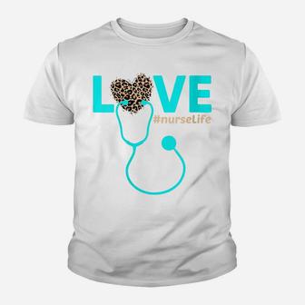 Womens Nurse Life Rn Lpn Cna Healthcare Cheetah Heart Leopard Funny Youth T-shirt | Crazezy