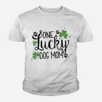 Womens One Lucky Dog Mom Shirt St Patrick Day Cute Dog Mom Raglan Baseball Tee Youth T-shirt | Crazezy UK