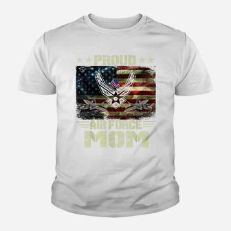 Womens Proud Air Force Mom Military Veteran Pride Us Flag Youth T-shirt | Crazezy CA