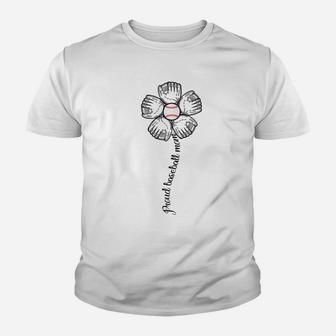 Womens Proud Baseball Mom T-Shirt - Funny Flower Baseball Design Youth T-shirt | Crazezy