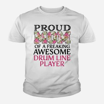 Womens Proud Mom Awesome Drum Line Player Youth T-shirt | Crazezy