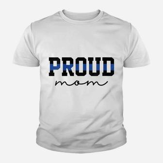 Womens Proud Mom Blue Line Police Officer Mom Gift Youth T-shirt | Crazezy AU