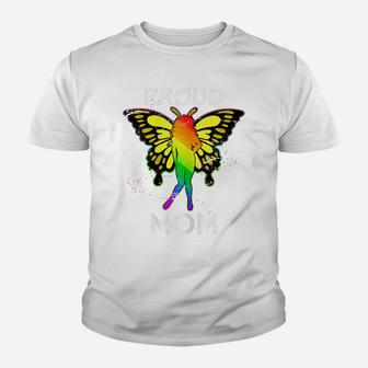 Womens Rainbow Butterfly Proud Lesbian Mom Mothers Day Gift Lgbt Youth T-shirt | Crazezy