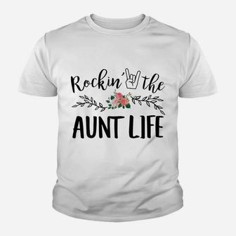 Womens Rockin' The Aunt Life Mother's Day Gift Auntie Youth T-shirt | Crazezy DE