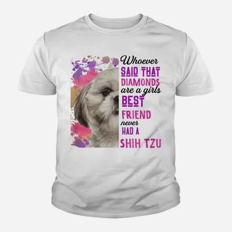 Womens Shih Tzu Are A Girls Best Friend Funny Dog Mom Shitzu Youth T-shirt | Crazezy