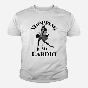 Womens Shopping Is My Cardio Fitness Gym Workout Women Youth T-shirt | Crazezy