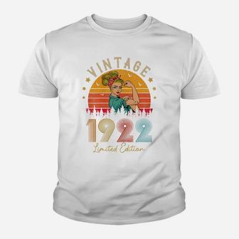Womens Vintage 1922 Made In 1922 100Th Birthday Women 100 Years Old Youth T-shirt | Crazezy DE