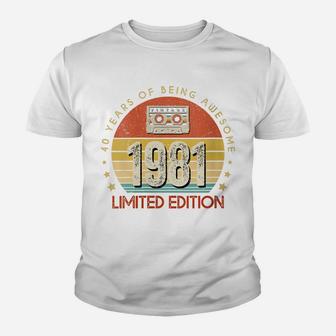 Womens Vintage Made In 1981 Cassette Tape 40Th Birthday 40Years Old Youth T-shirt | Crazezy