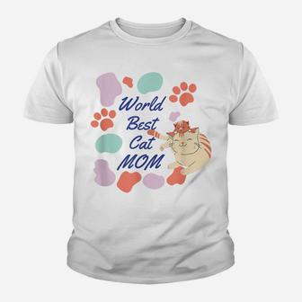 World Best Cat Mom Funny Design For Cat Lovers Mother’S Day Youth T-shirt | Crazezy