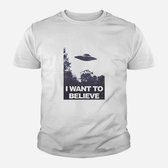 Xfiles I Want To Believe Aliens Ufo Youth T-shirt | Crazezy