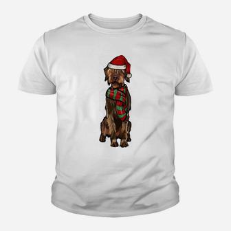 Xmas Wirehaired Pointing Griffon Santa Claus Ugly Christmas Sweatshirt Youth T-shirt | Crazezy