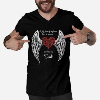 A Big Piece Of My Heart In Heaven He Is My Dad Men V-Neck Tshirt | Crazezy AU