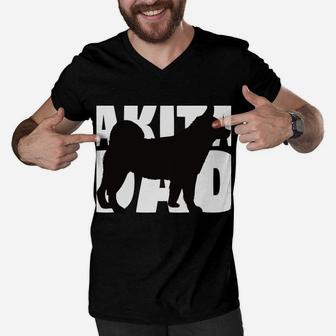 Akita Dad Hoodie Dog Father Akita Gift Men V-Neck Tshirt | Crazezy UK