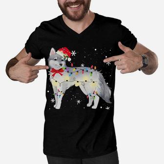 Alaskan Klee Kai Dog Christmas Light Xmas Mom Dad Gifts Sweatshirt Men V-Neck Tshirt | Crazezy