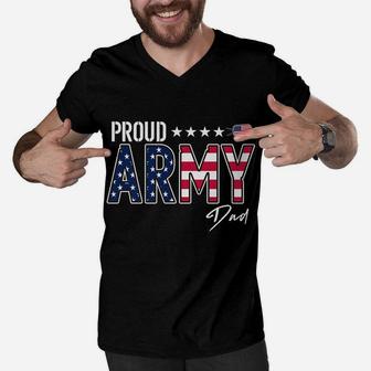 American Flag Proud Army Dad Men V-Neck Tshirt | Crazezy CA