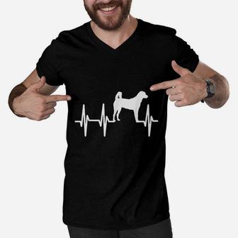 Anatolian Shepherd Heartbeat Dog Mom Dad Pet Gift Men V-Neck Tshirt | Crazezy DE