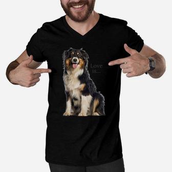 Australian Shepherd Shirt Aussie Mom Dad Love Dog Pet Tee Men V-Neck Tshirt | Crazezy UK