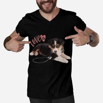Australian Shepherd Shirt Aussie Mom Dad Love Dog Pet Tee Sweatshirt Men V-Neck Tshirt | Crazezy