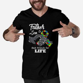 Autism Best Friends For Life Father And Son Men V-Neck Tshirt - Monsterry UK