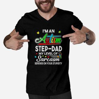 Awareness Im An Autis Stepdad Men V-Neck Tshirt | Crazezy