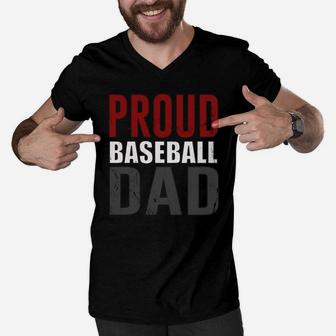 Awesome Distressed Proud Baseball Dad Men V-Neck Tshirt - Thegiftio UK