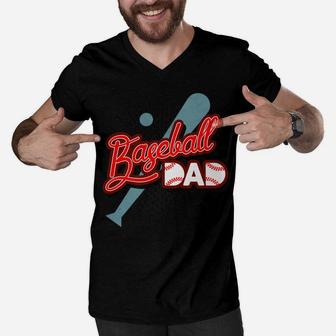 Baseball Dad - Cute Gift Father's Day Dad Sport Gift Men V-Neck Tshirt | Crazezy