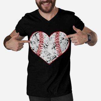 Baseball Heart T Shirt, Gift For Softball Mom Or Dad, Team Men V-Neck Tshirt | Crazezy