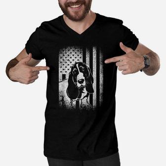 Basset Hound American Flag Dog Dad Dog Mom Lover Men V-Neck Tshirt | Crazezy