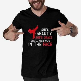Beauty And Grace Girls Martial Arts Tkd Karate Test Mom Dad Men V-Neck Tshirt | Crazezy DE