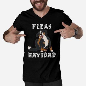 Bernese Mountain Dog Fleas Navidad Funny Dog Christmas Gift Sweatshirt Men V-Neck Tshirt | Crazezy