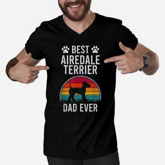 Best Airedale Terrier Dad Ever Dog Lover Men V-Neck Tshirt | Crazezy DE