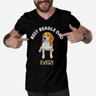 Best Beagle Dad Ever - Funny Dog Owner Men V-Neck Tshirt | Crazezy