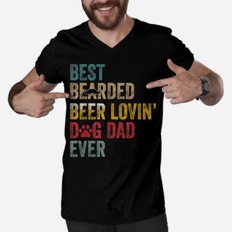 Best Bearded Beer Lovin’ Dog Dad Ever-Best For Dog Lovers Men V-Neck Tshirt | Crazezy