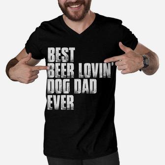 Best Beer Lovin Dog Dad Fathers Day Pet Lover Owner Papa Tee Men V-Neck Tshirt | Crazezy