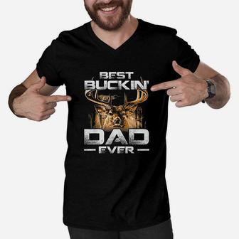Best Buckin Dad Ever Deer Hunting Bucking Father Gift Men V-Neck Tshirt | Crazezy UK