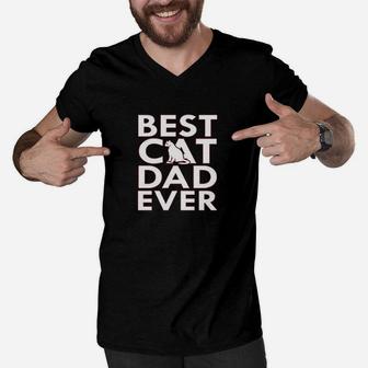 Best Cat Dad Ever Men V-Neck Tshirt | Crazezy