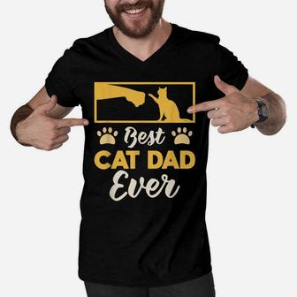Best Cat Dad Ever Pet Family Member Animal Lovers Men V-Neck Tshirt | Crazezy