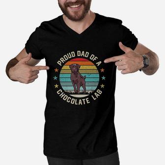 Best Chocolate Lab Dad Dog Lover Brown Labrador Retriever Men V-Neck Tshirt | Crazezy