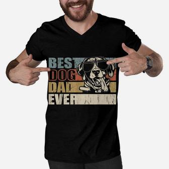 Best Dog Dad Ever Funny Glasses German Shorthaired Pointer Men V-Neck Tshirt | Crazezy CA
