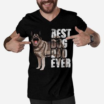 Best Dog Dad Ever Norwegian Elkhound Dog Lovers Men V-Neck Tshirt | Crazezy