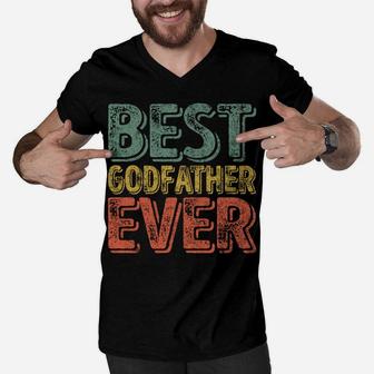 Best Godfather Ever Shirt Funny Christmas Gift Father's Day Men V-Neck Tshirt | Crazezy