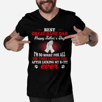 Best Great Dane Dog Dad Happy Father's Day Gift Men V-Neck Tshirt | Crazezy DE