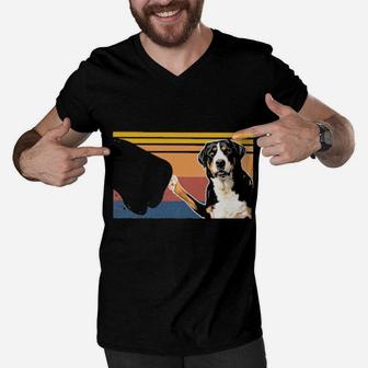 Best Greater Swiss Mountain Dog Dad Ever Vintage Fathers Day Men V-Neck Tshirt - Monsterry
