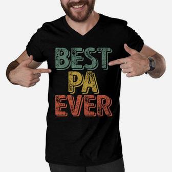 Best Pa Ever Shirt Funny Christmas Gift Father's Day Men V-Neck Tshirt | Crazezy DE