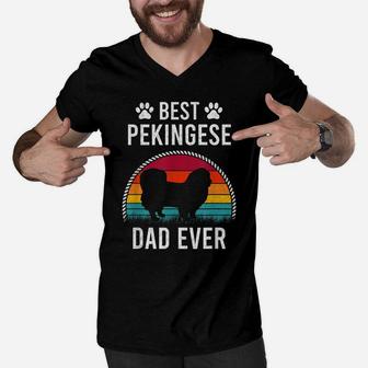 Best Pekingese Dad Ever Dog Lover Men V-Neck Tshirt | Crazezy