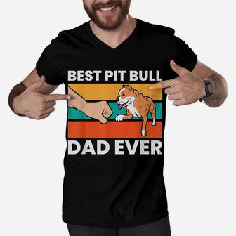 Best Pit Bull Dad Ever Funny Pitbull Dog Owner Men V-Neck Tshirt | Crazezy CA