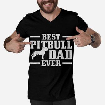 Best Pitbull Dad Ever Funny Dog Owner Vintage Pitbull Men V-Neck Tshirt | Crazezy AU